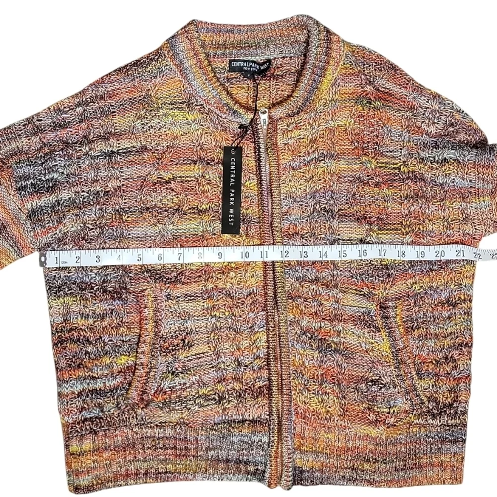 $258 CENTRAL PARK WEST Savannah Space Dye Knit Oversized Zip Knit Sweater